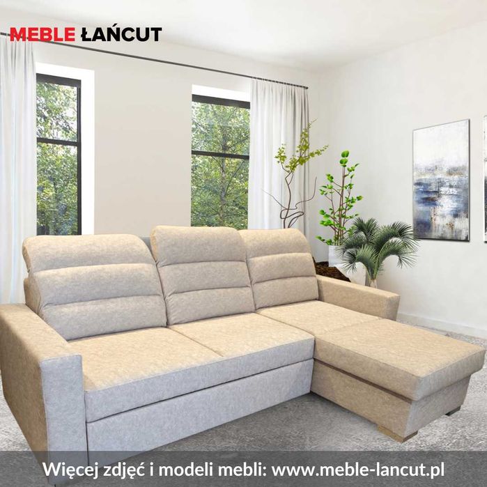 Narożnik Sofa RIVA Sprężyny +pasy, transport*, Na Wymiar, Guziki