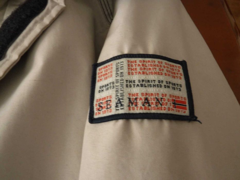 Casaco impermeável bege Seaman Nautic Yachting Team com capuz