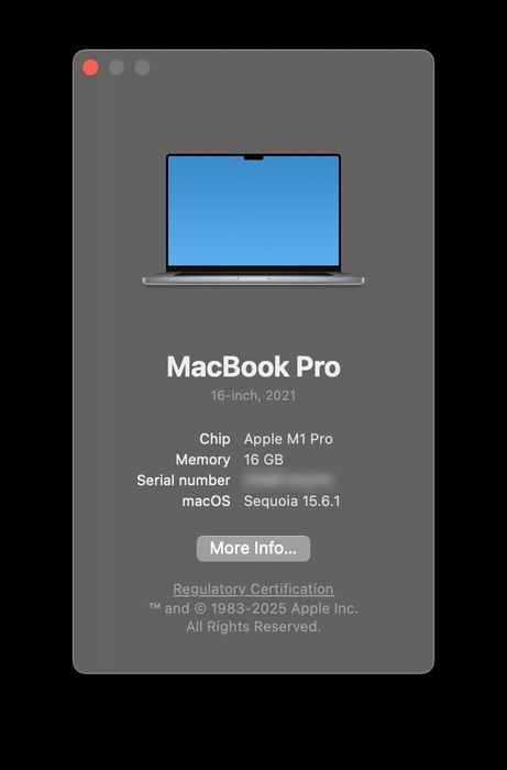 MacBook Pro 16” (2021) - M1 Pro, Space Gray, 1Tb