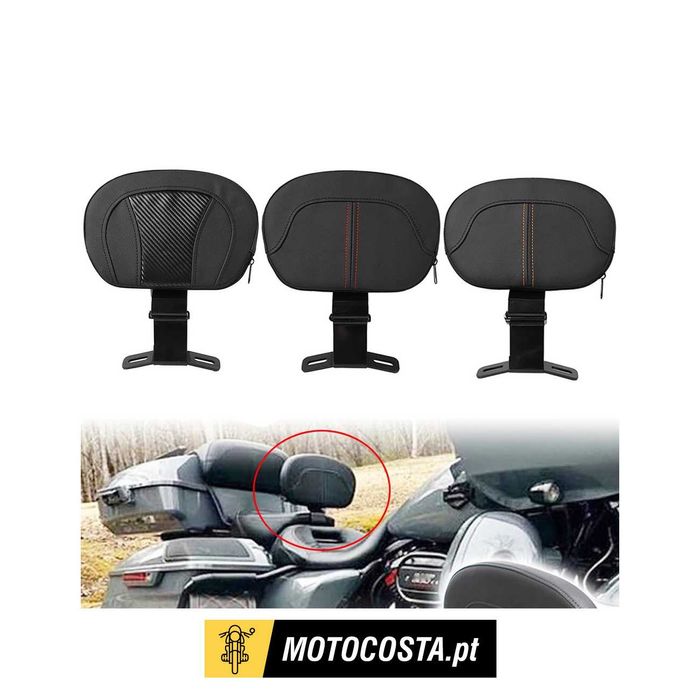 Encosto Condutor Harley Touring de 2009 a 2022 - Couro PU Preto