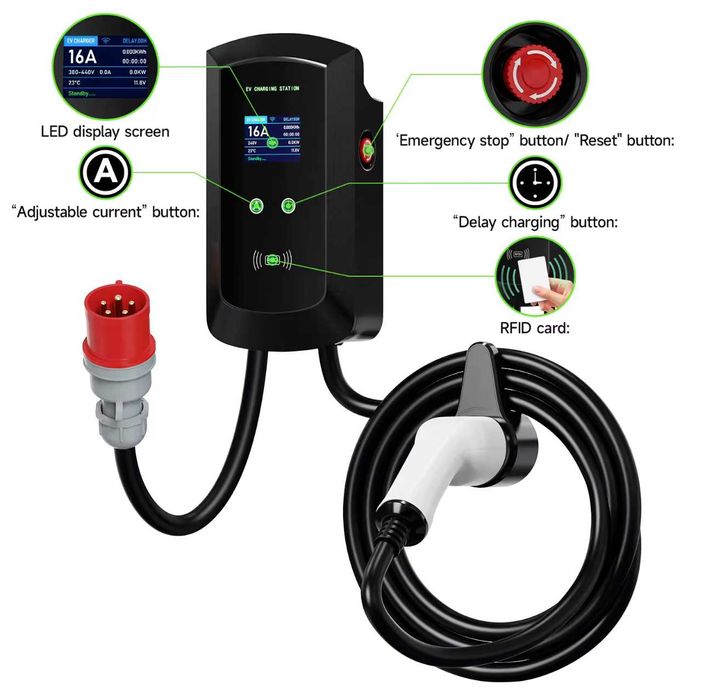 Carregador Wallbox 11 kw - 16 A - C/ APP e Cartões -Elétricos Híbridos