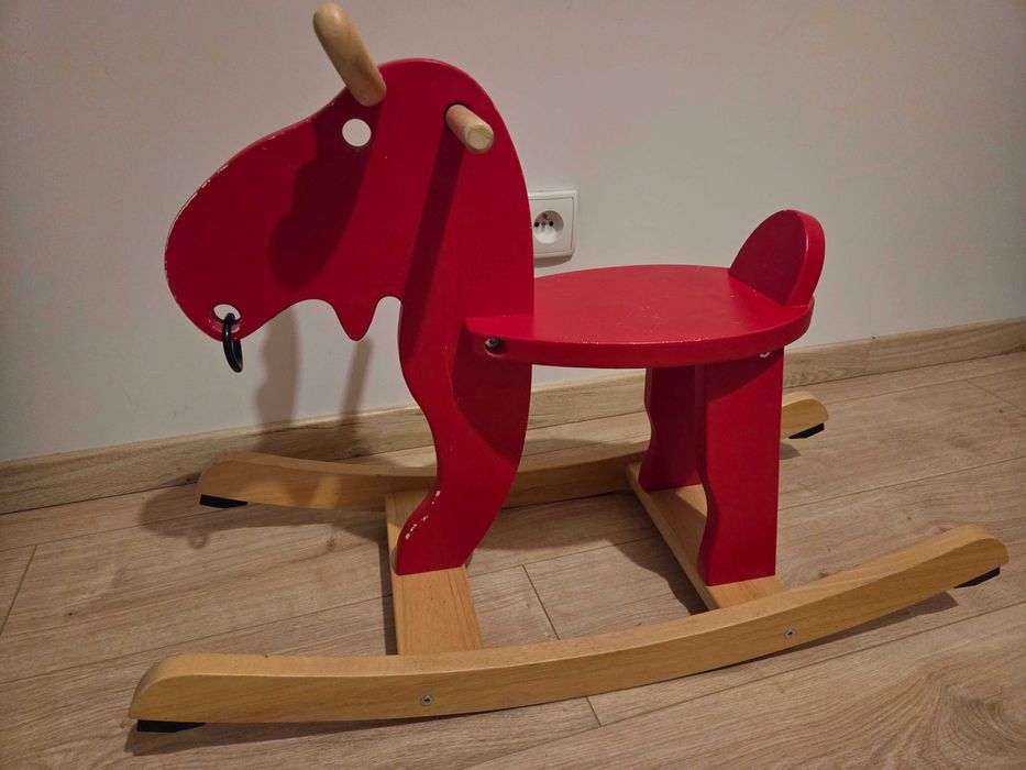 Ekorre Łoś na biegunach IKEA , czerwony/drewno kauczukowe