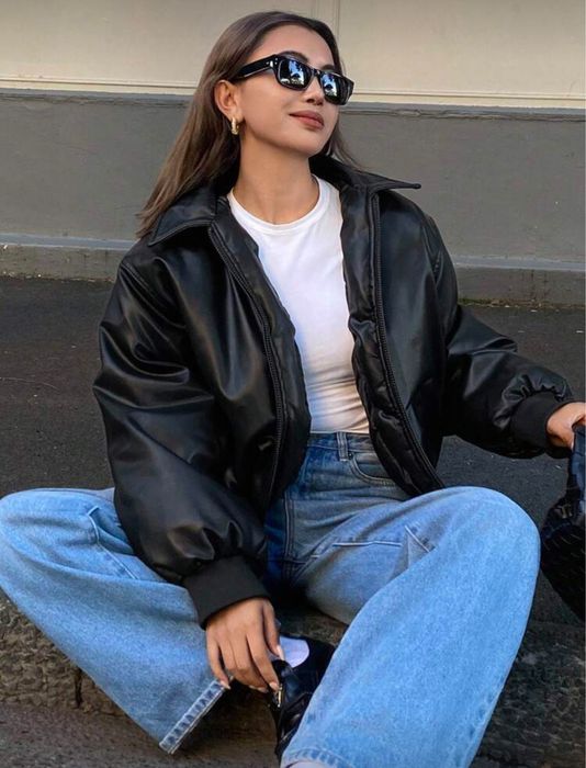 Шкіряна куртка бомбер Shine