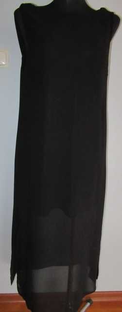 Elegancka długa czarna sukienka f. Zara na podszewce r.L