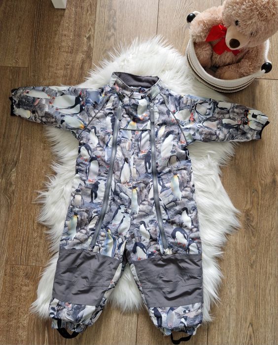 Zimowy watowany kombinezon print pingwinki r 86