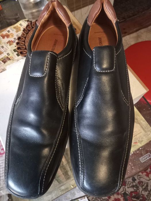 Мужские кожаные черные прошитые туфли  размер 44,5