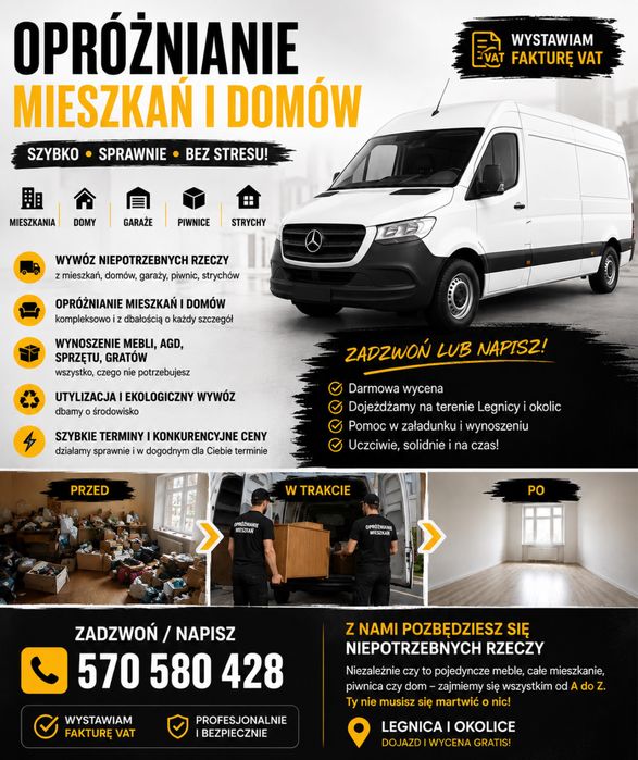 Opróżnianie mieszkań, domów, garaży