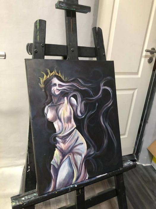 Pintura acrílica decorativa "medusa" 50x40 cm