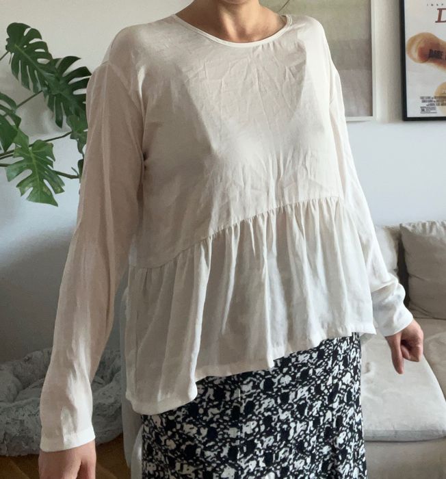 MOSS COPENHAGEN bluzka M – lejąca, asymetryczna, falbana, minimalistyczna