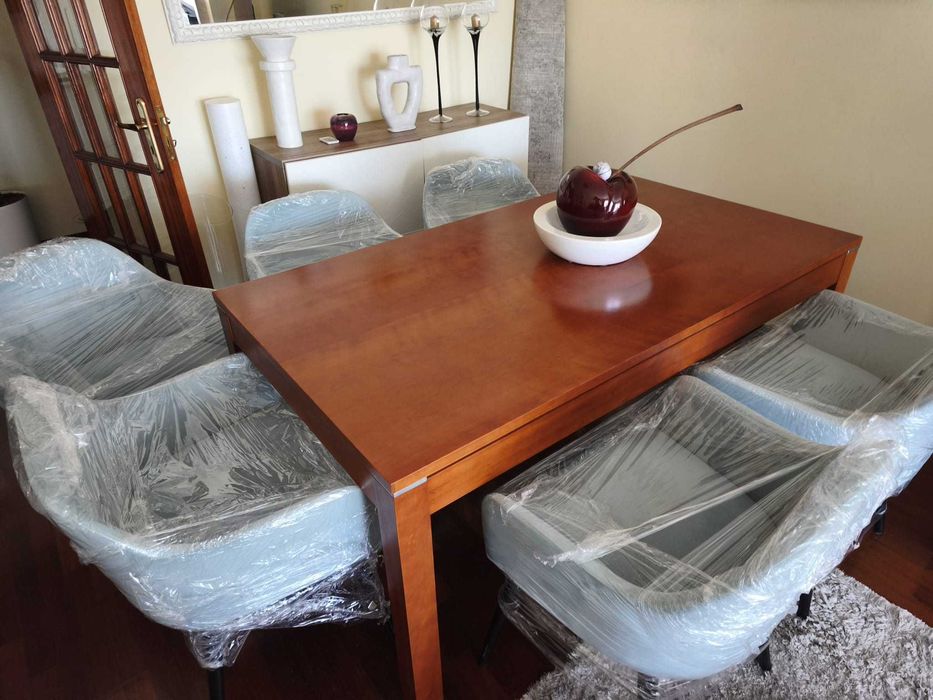 Mesa de cerejeira maciça 160x90cm extensível (cadeiras não incluídas)