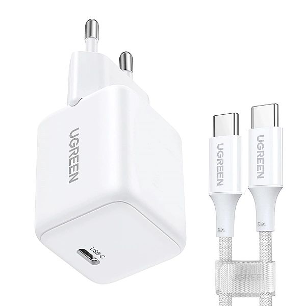 Ładowarka sieciowa Ugreen X513/30W GaN 1x USB-C + kabel USB-C 1m - bia
