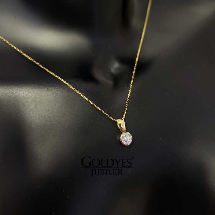 Złoty łańcuszek naszyjnik z zawieszką diament próba 750 D42-45