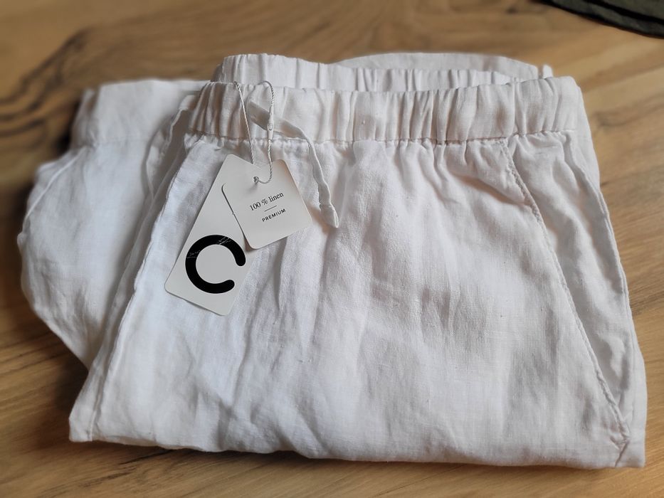 Spodenki lniane krótkie nowe 100proc len