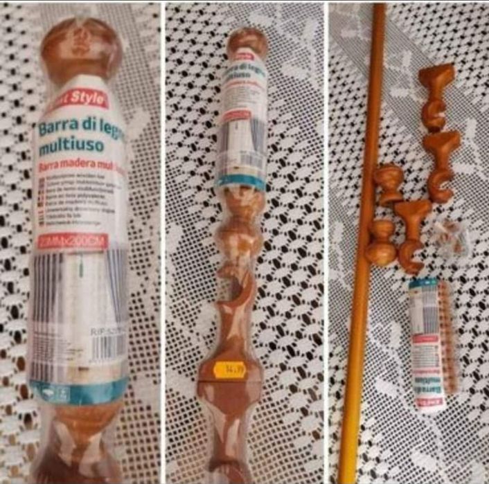 2 varões para cortinados em pinho