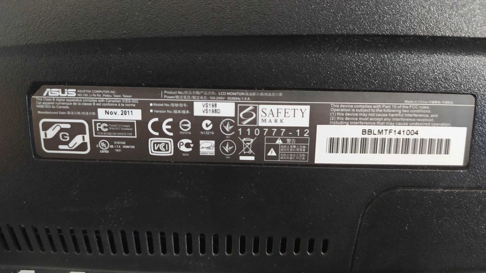 Monitor Asus VS198D 19 cali