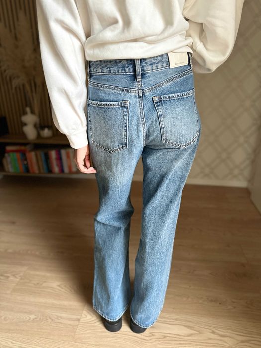 Hm x LEE mom oversize | niebieskie jeansy spodnie damskie