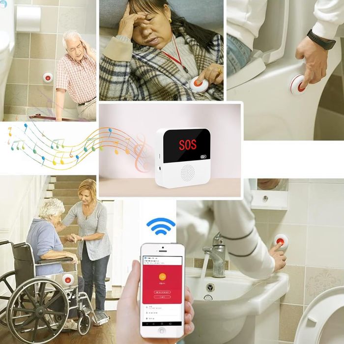 Alarm awaryjny Tuya WiFi dla osób starszych 2 przyciski + 1 odbiornik