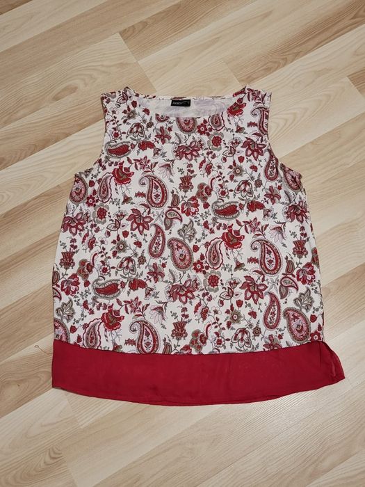 Bluzka w czerwone kwiatki r. L 40/ XL 42 Wiosna Lato