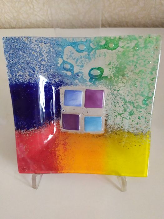 Декоративна вінтажна скляна тарілка венеціанських майстрів, Italia