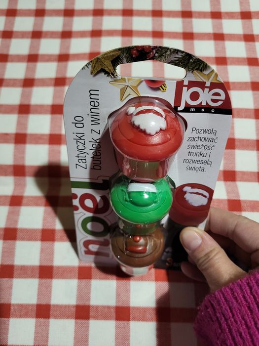 Zatyczki silikonowe do butelek z winem wzór świąteczny