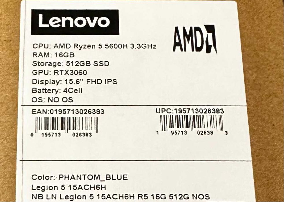 Lenovo legion 5 15ACH6H/RTX 3060/Ryzen 5 5560 H/RAM 16G/SSD 512GB
