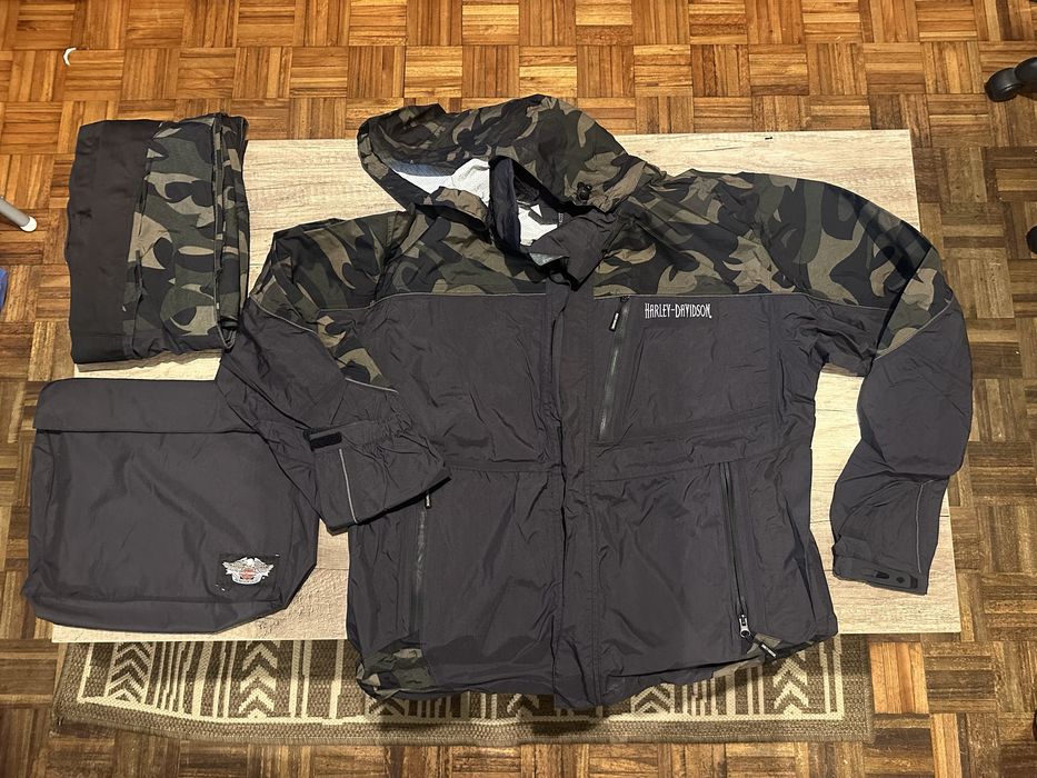 Conjunto Harley-Davidson Camuflado - Blusão+Calças+Bolsa - Tamanho L