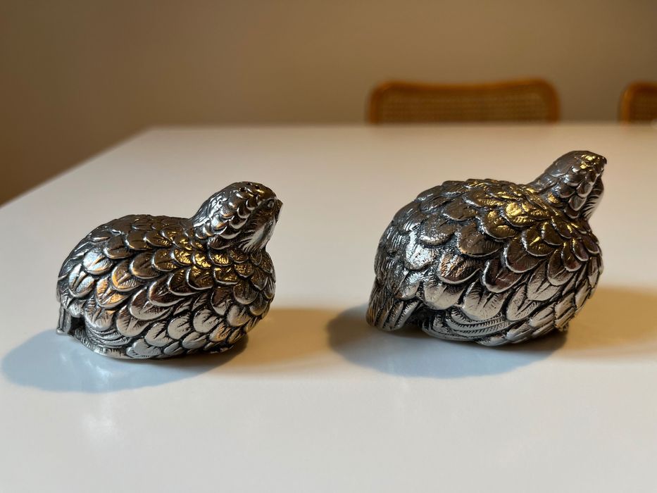 Gucci Vintage Solniczka i pieprzniczka - Przepiórki - Metal - Rzadkość