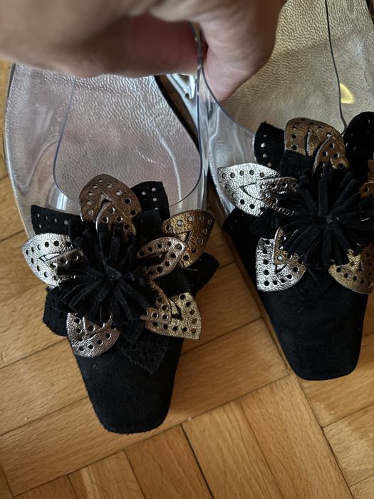 Czółenka skórzane  37 transparentne