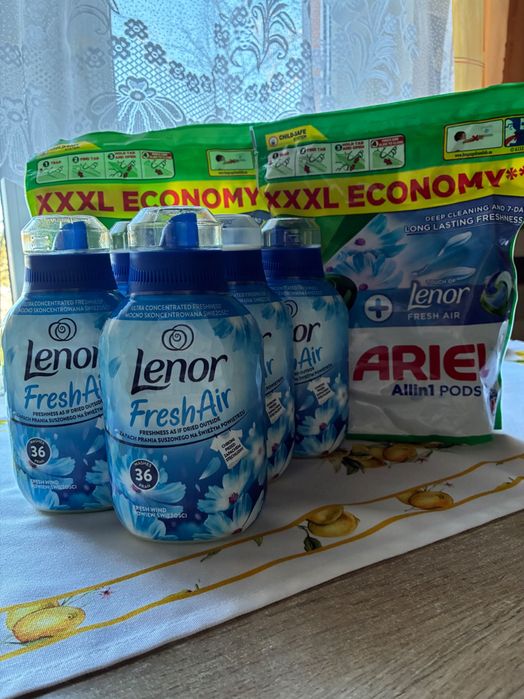 Zestaw Kapsułek Ariel do prania z Płynem Lenor Fresh Air