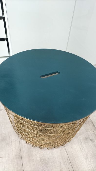 KVISTBRO, Stolik - kosz, złoty/butelkowo zielony, 61 cm