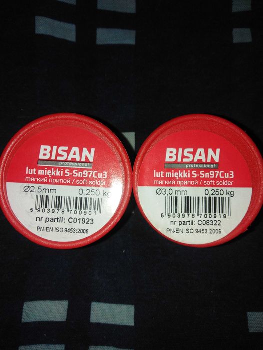 Cyna BISAN lut miękki do miedzi 2,5mm  250gram