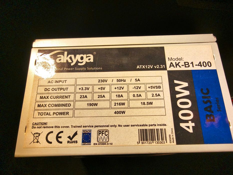 Zasilacz komputerowy ATX Akyga AK-B1 400W