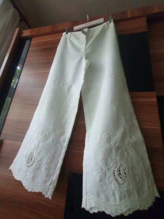 Lniane spodnie biale Reserved 38