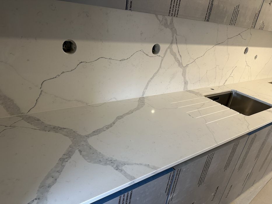 Bancada de cozinha quartzo marmore