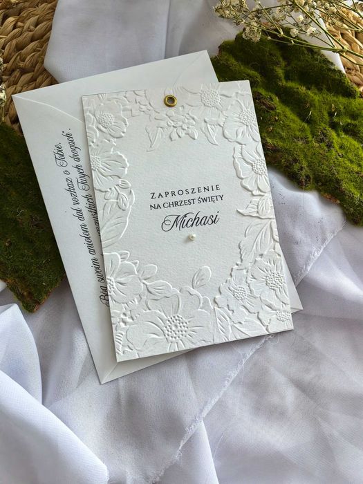 Tłoczone zaproszenia na chrzest/ komunię