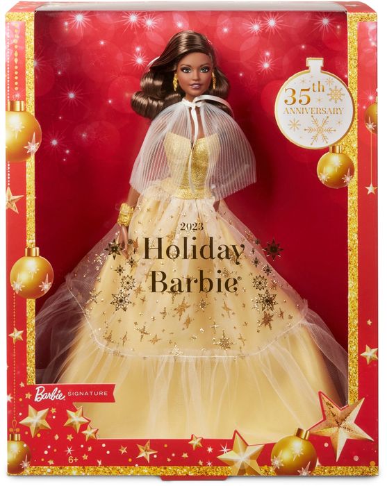 Barbie Signature Lalka Świąteczna Brązowe Włosy. Barbie