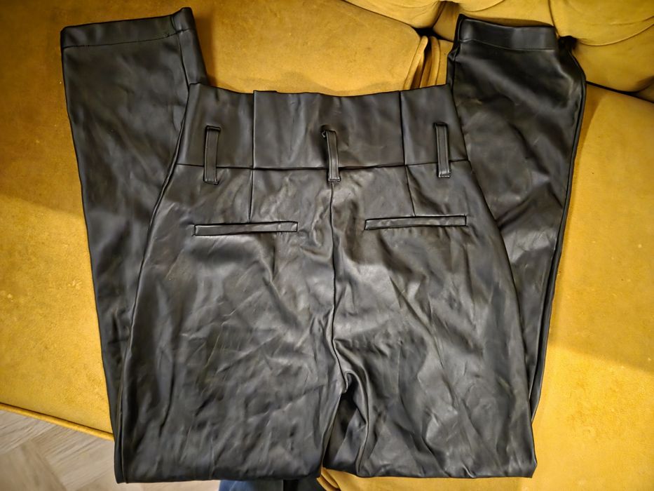 Spodnie eko skóra czarne wysoki stan
