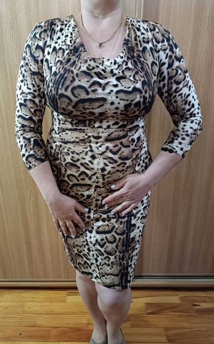 Тренд сезону! Стильне елегантне,віскозне плаття з принтом (леопард)S-L