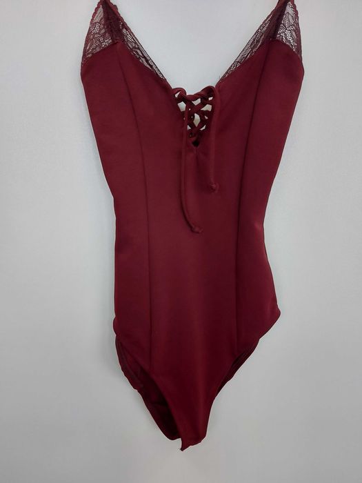 Body damskie bordowe bluzka  koronkowa JENNYFER 34 XS BO0013