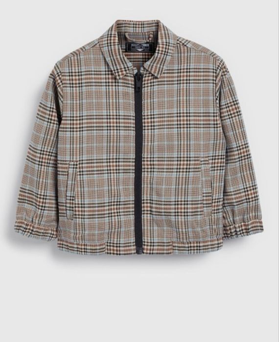 Легка бомбер-куртка для хлопчика 6,7,8 років у нейтральну клітинку