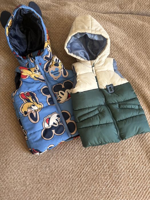 Жилетка тепла з капюшоном дута для хлопчика куртка-жилетка 86 92 98 р