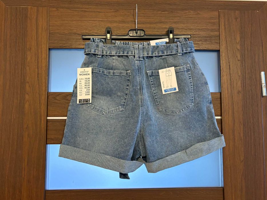 Pepco - nowe szorty jaśniejszy jeans wywijki pasek 38!