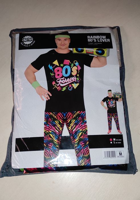 Strój disco lata 80 kolorowy dres rozmiar M bal karnawałowy