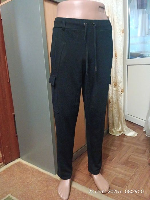 Трикотажные черные брюки - карго, размер 16 - L - 50