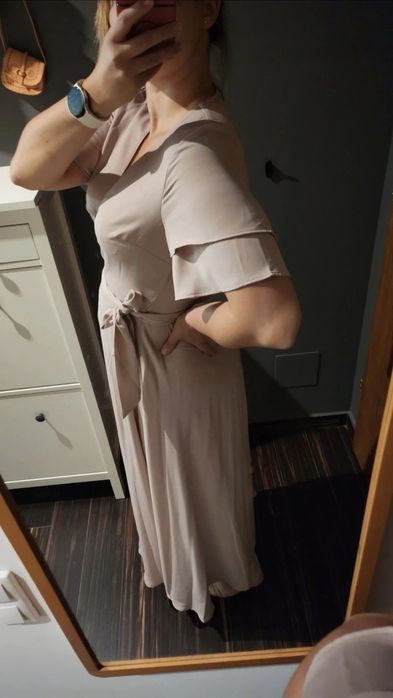 Kopertowa sukienka maxi elegancka M L 38 40 h&m