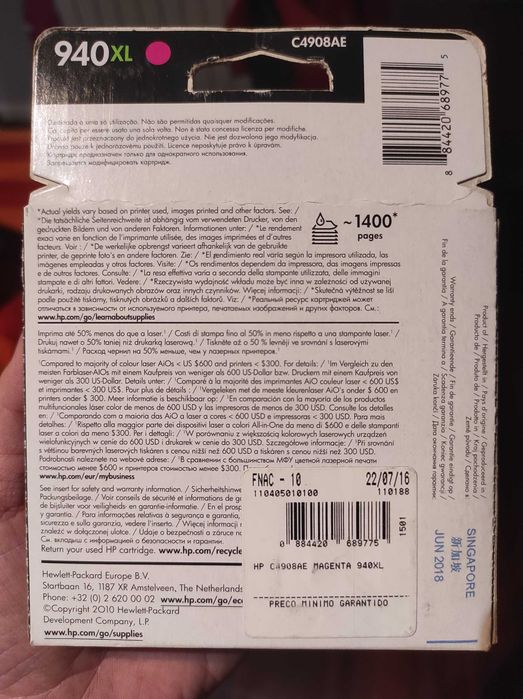 Tinteiro HP 940XL (HP C4908A) magenta XL