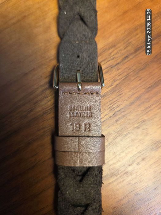 Pasek do zegraka TIMEX Indiglo, 19mm, brazowy, skora, plecionka, nowy