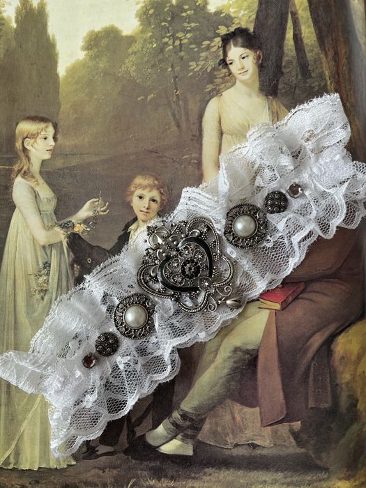 Podwiązka ślubna biała czarna