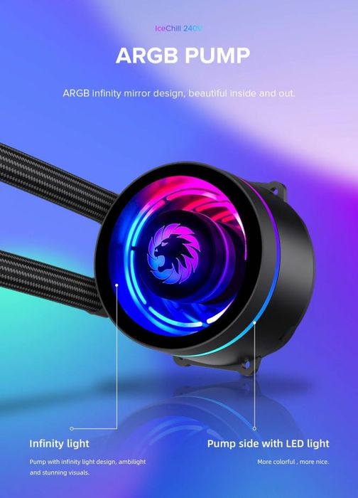 Promocja!!!GameMax CPU Liquid Cooler lceChill 240V, czarny, nowy 2025!