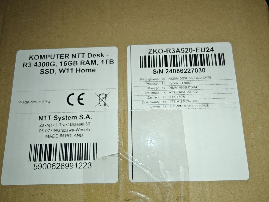 Komputer NTT ZKO-R3A520-EU24 R3 4300G 16GB RAM 1TB Dysk SSD Win11